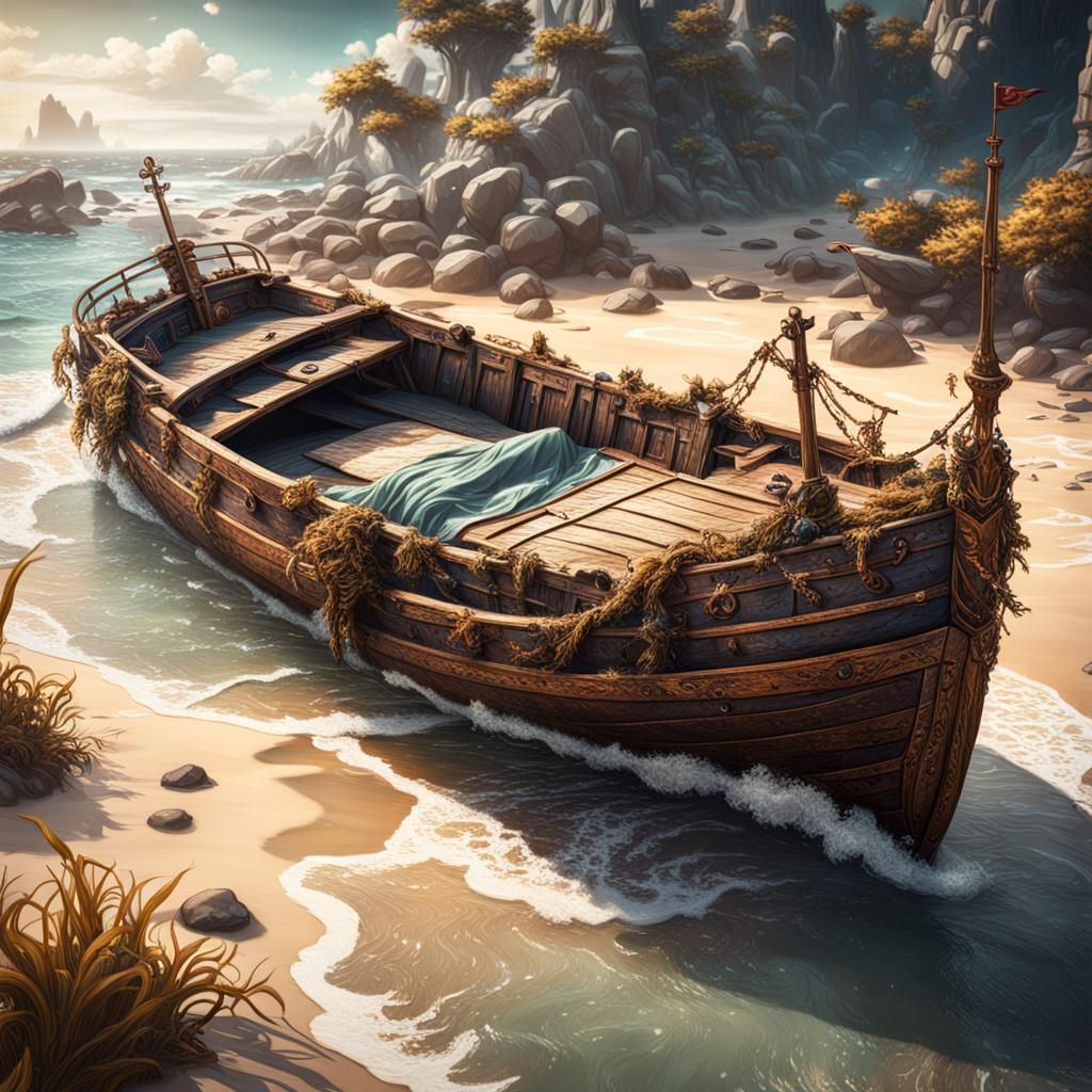 Sleeping Shipwrecked Princess Washed Ashore