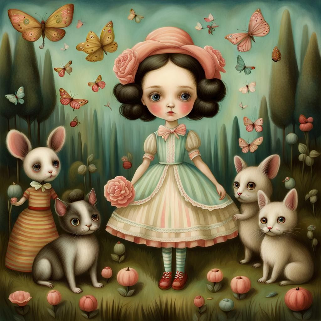 Whimsical Storybook Illustration in Vintage Style