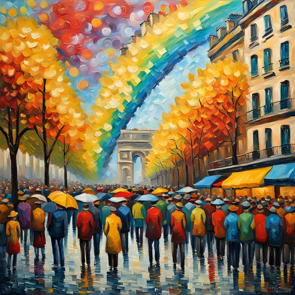 Paris Street Scene in Impasto Style