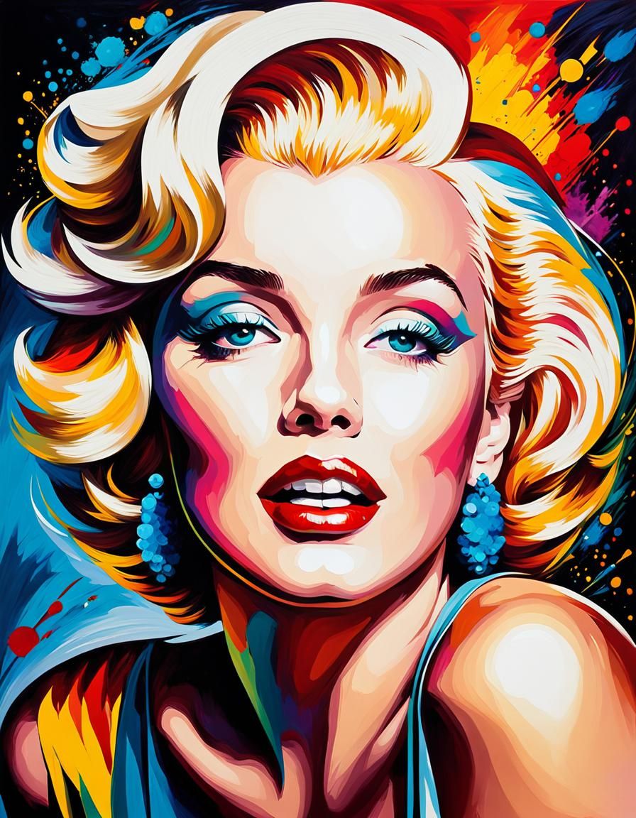 Marilyn Monroe Colorful Makeup in Expressionist Style