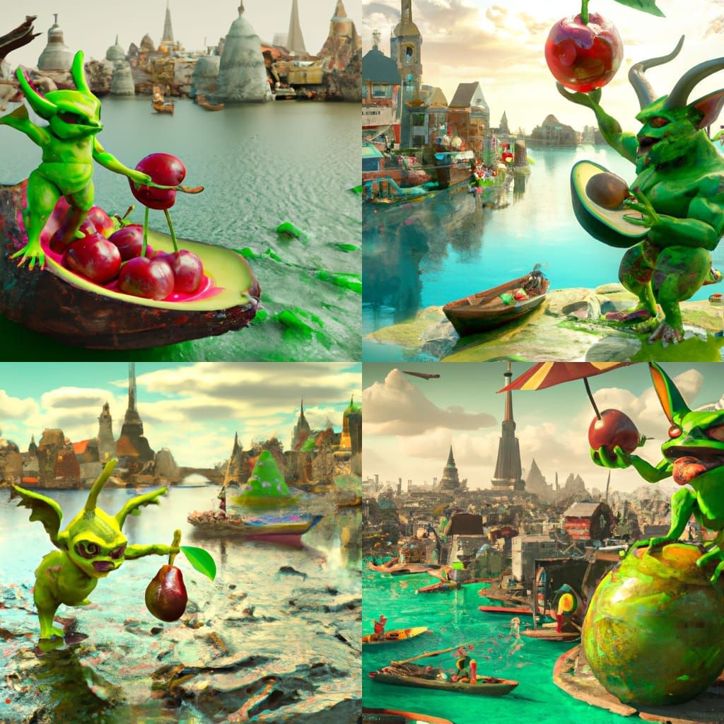 Avocado Shrek Dumps Cherries: Fantasy Concept Art