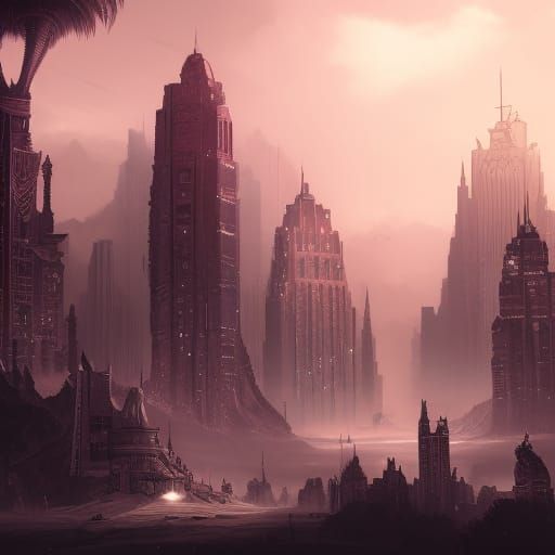 Noir Dubai: Detailed Matte Painting in Deep Color