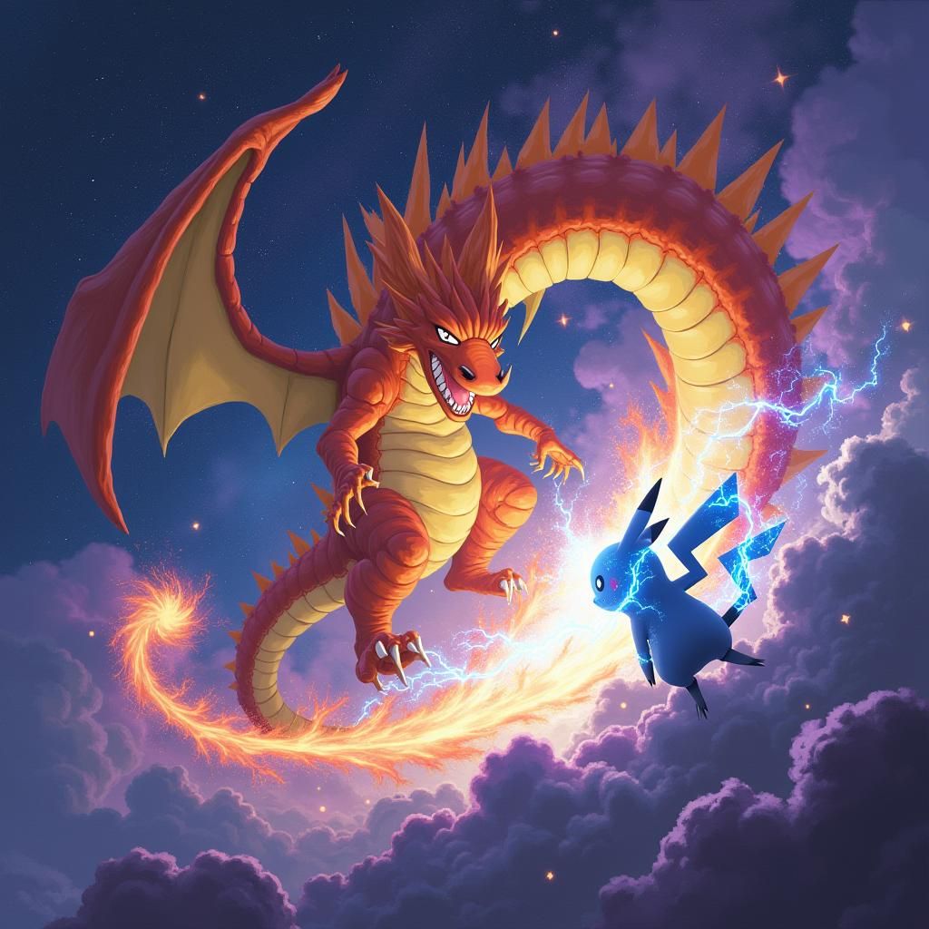 Charizard VMAX vs Lightning Pikachu in Space