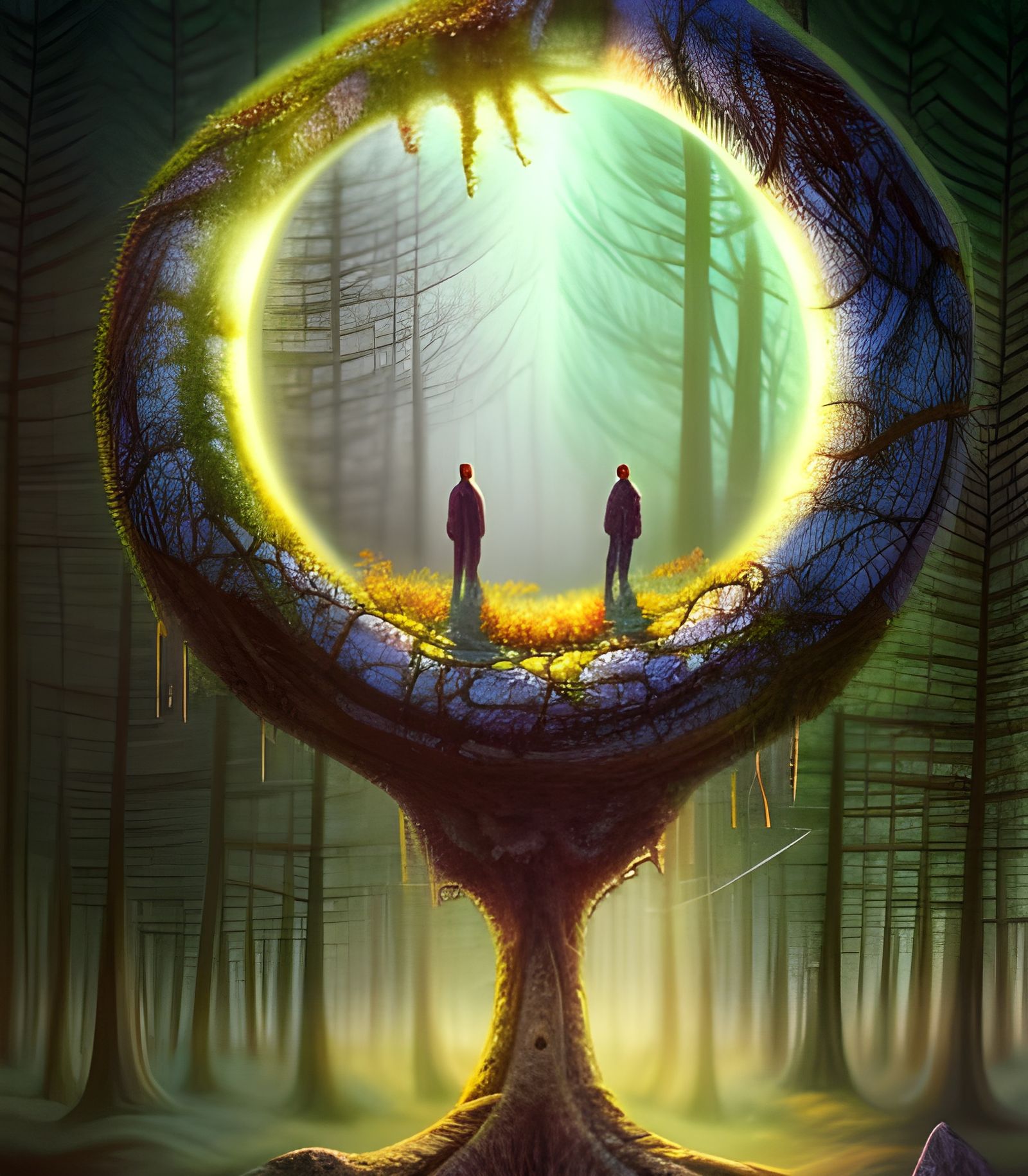 Alien Pod in Fantasy Forest Landscape