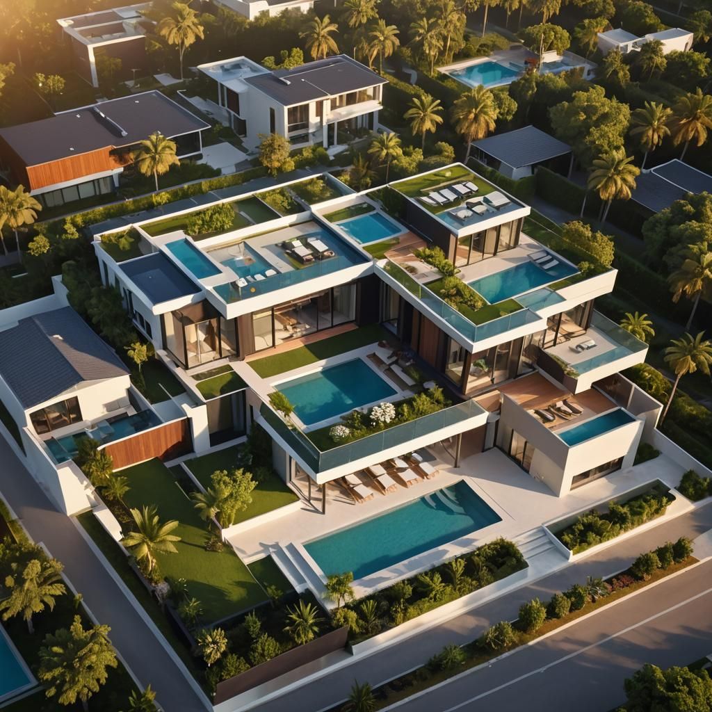 Modern Luxurious House with Rooftop Pool: Digital Matte Pain...