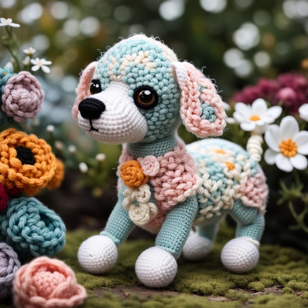 Cute Crochet Dog Amigurumi in Crochet Garden