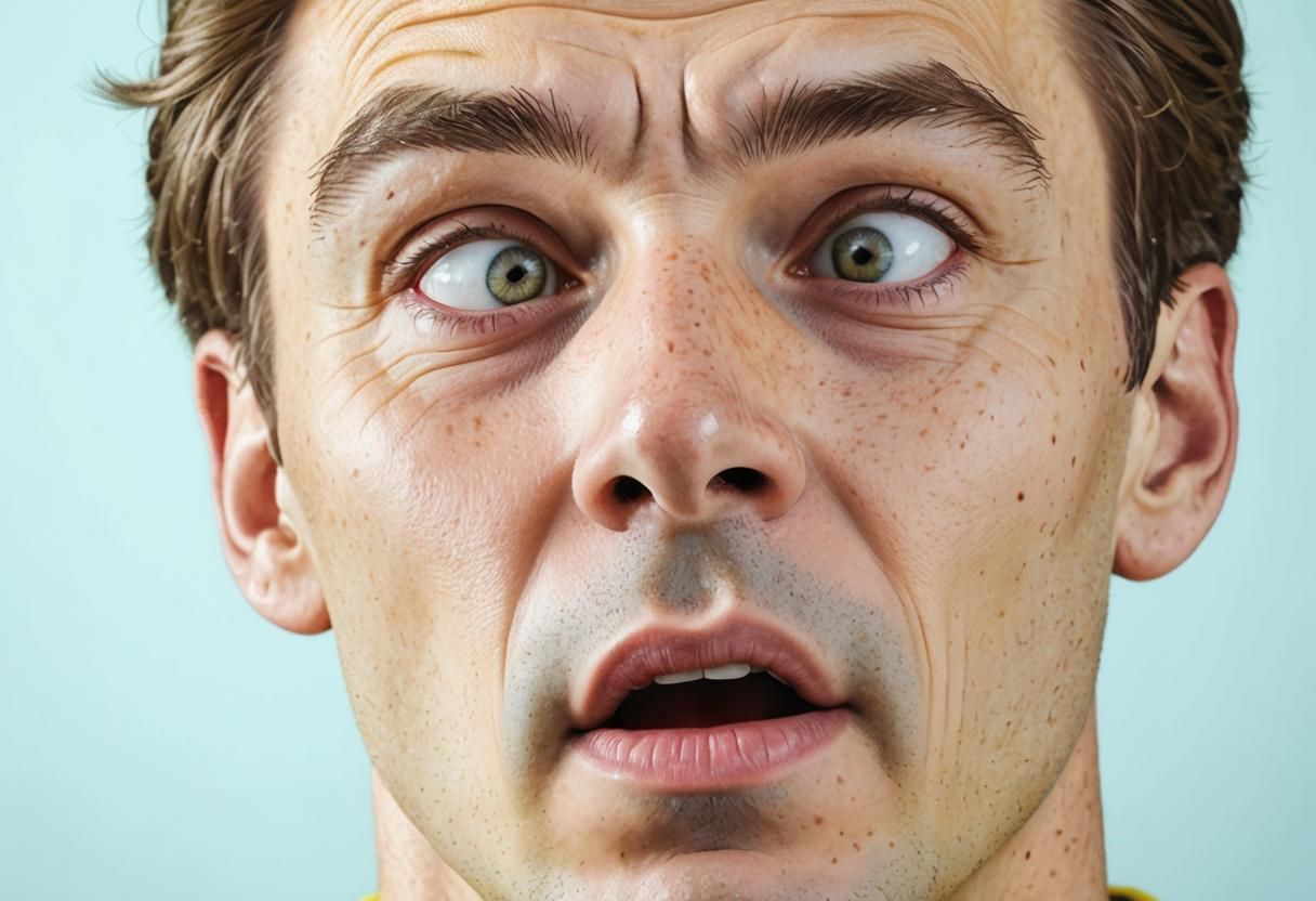 Cross-Eyed Man Caricature in Pop Art Style