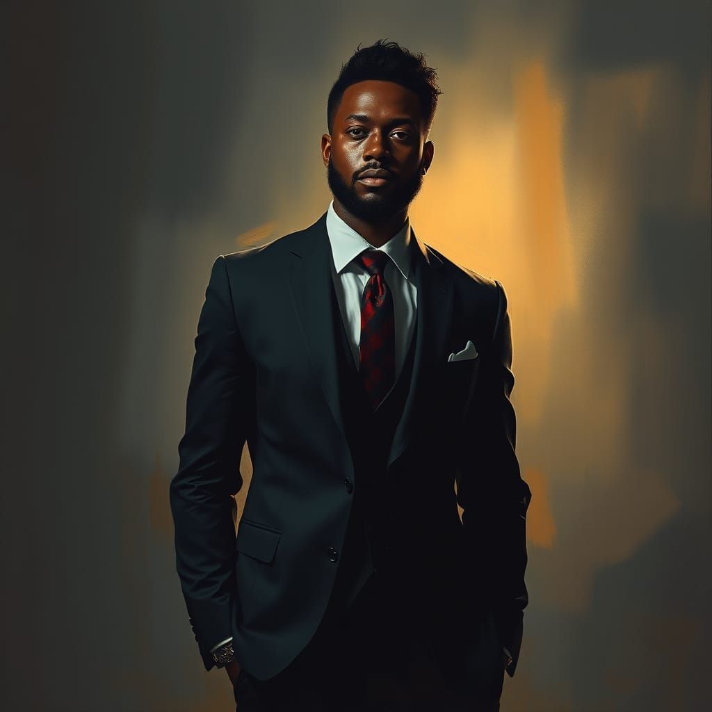 Man in Tailored Suit, Moody Studio Portrait