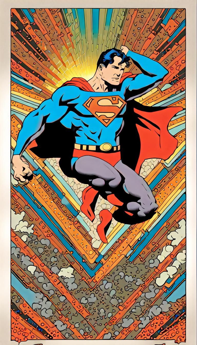 Superman kissing Lex Luthor. art deco hyperdetailed intricat...