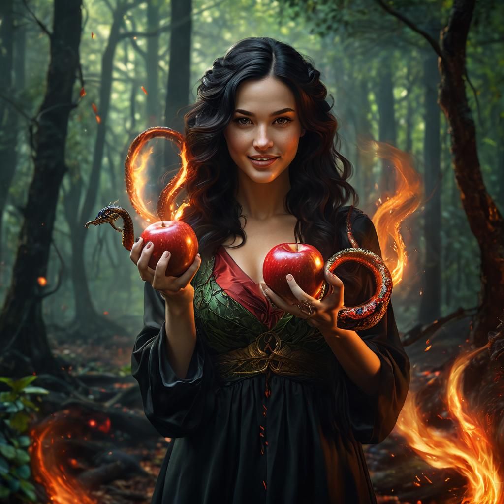 Mystical Sorceress with Blazing Apple