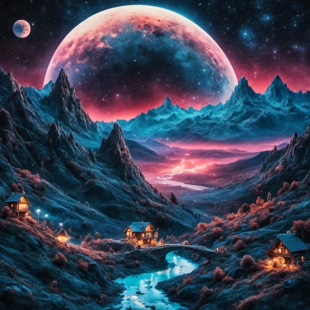 Surreal Moon Race in Hans Arnold Style