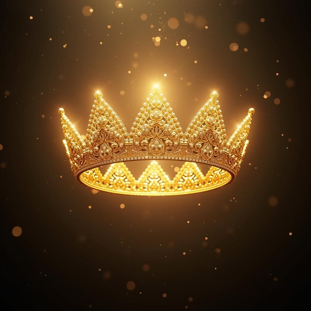 Golden Crown with Diamonds in Starry Sky