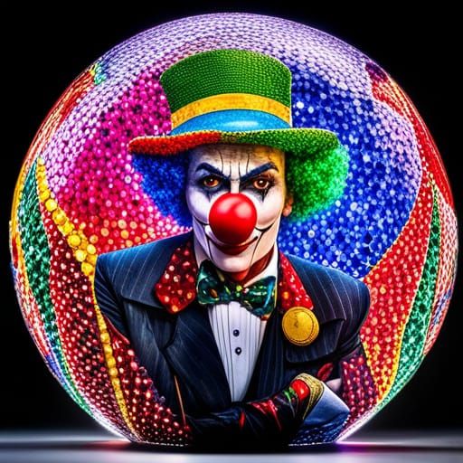 Clown in Glass Ball with Mosaic Hat
