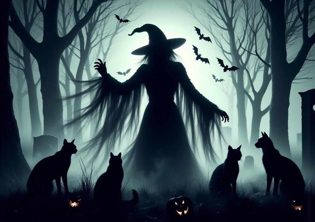 Halloween Witchcraft in a Haunted Cemetery