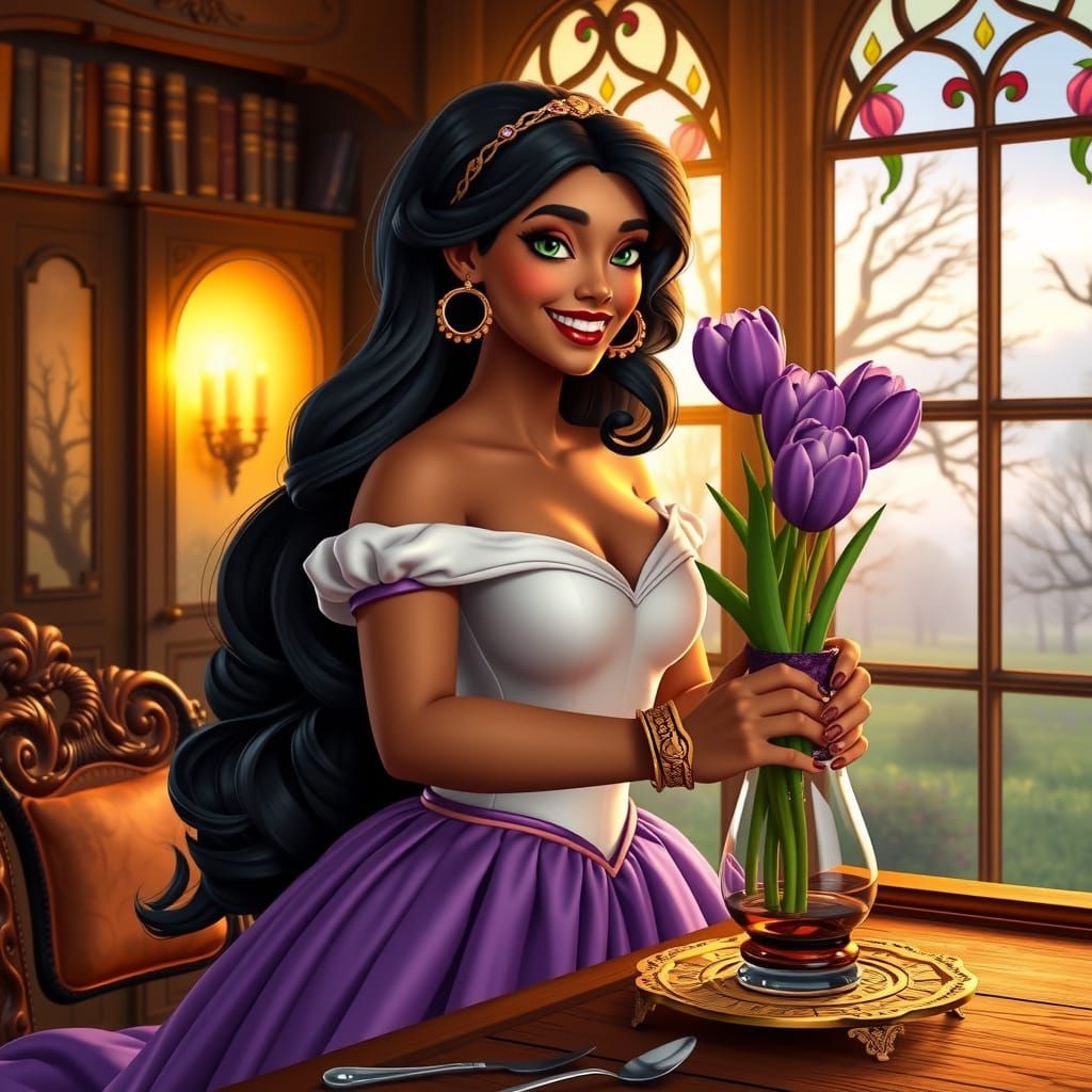 Enchanting Spring Portrait of Esmeralda in Elegant Gown