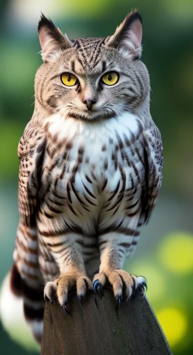 Surreal Cat-Owl Hybrid in Professional Photography