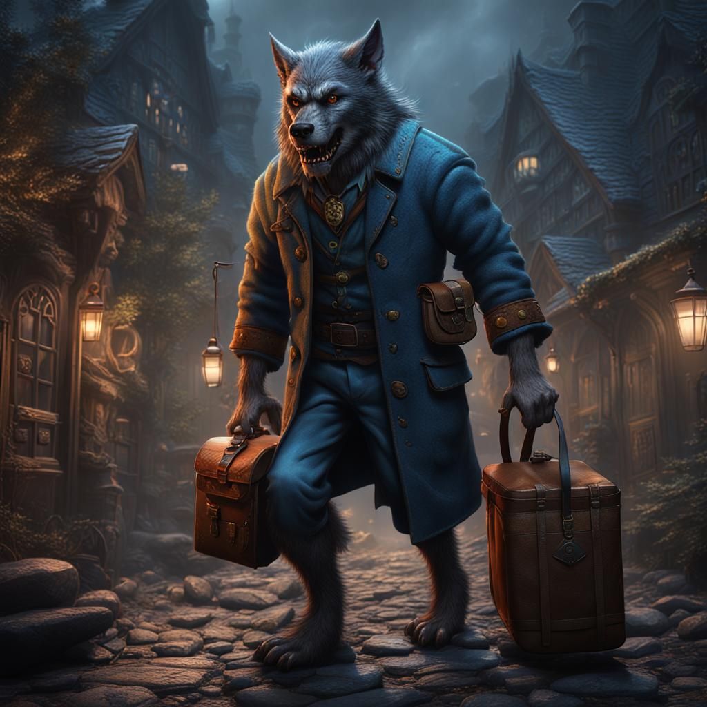 Werewolf Postman: Detailed Matte Painting in Deep Color