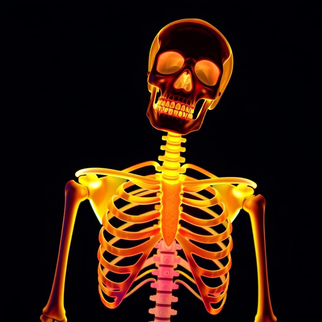 black light reactive fluorescent Halloween skeleton