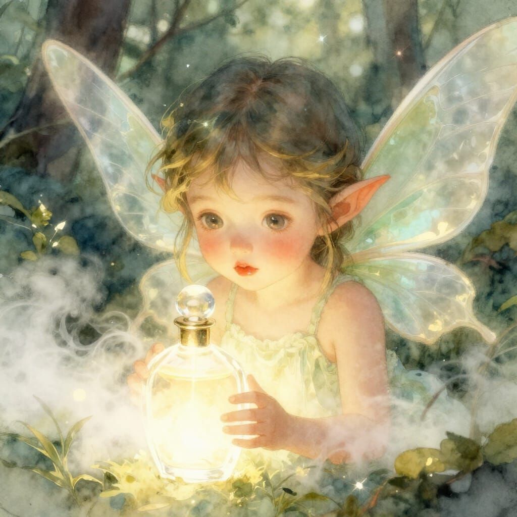 Ethereal Fairy Elf Emerging From Perfume Mist