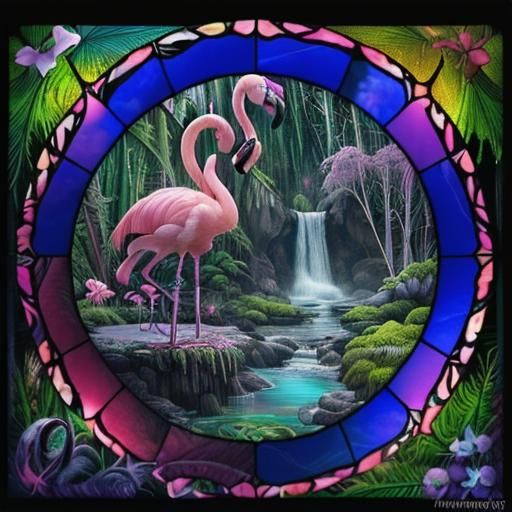 Stained Glass Horse on Tropical Beach