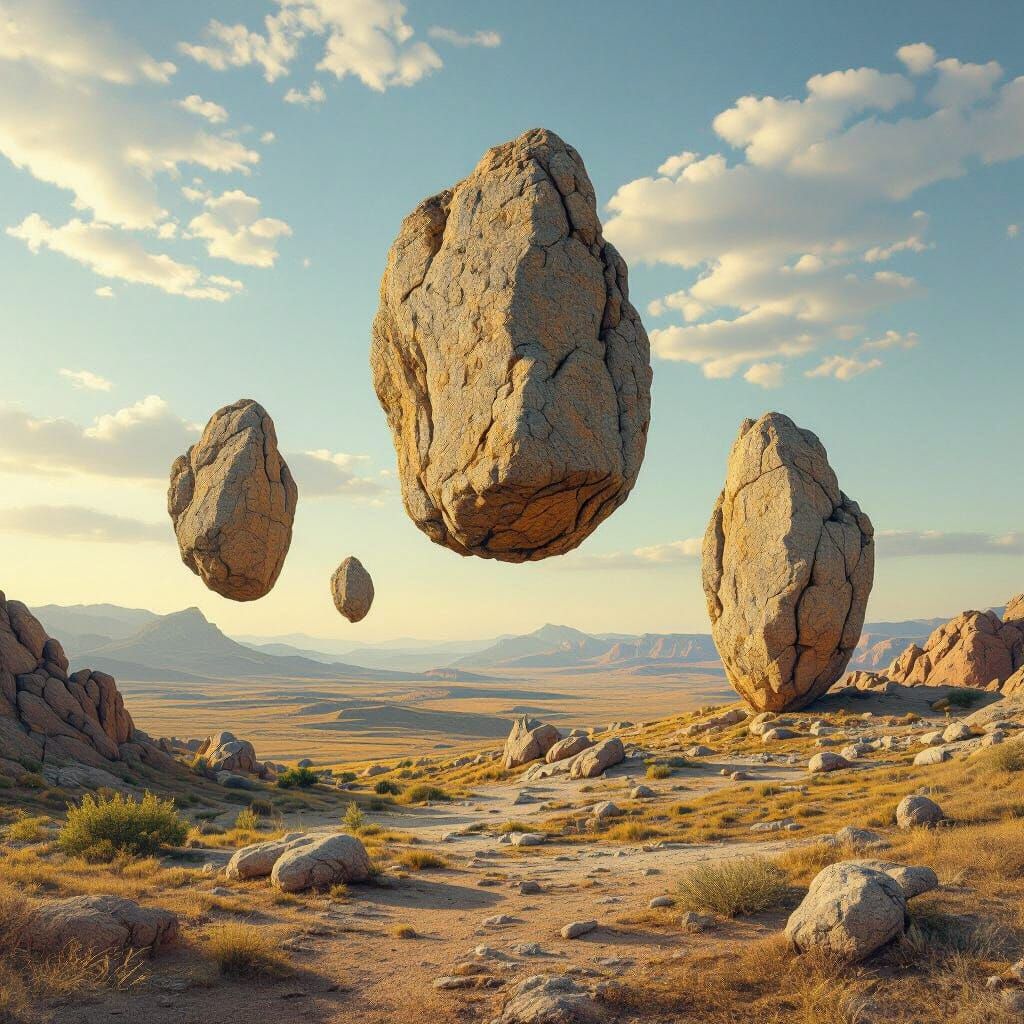 Surreal Rocks Suspended in Air, Nature's Transformation