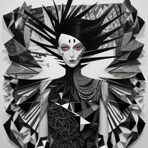 Abstract Winged Figure in Dadaist Photogram Style