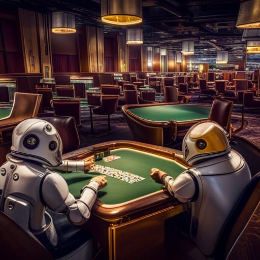 Gambling Chatbot Robots at Casino Card Table