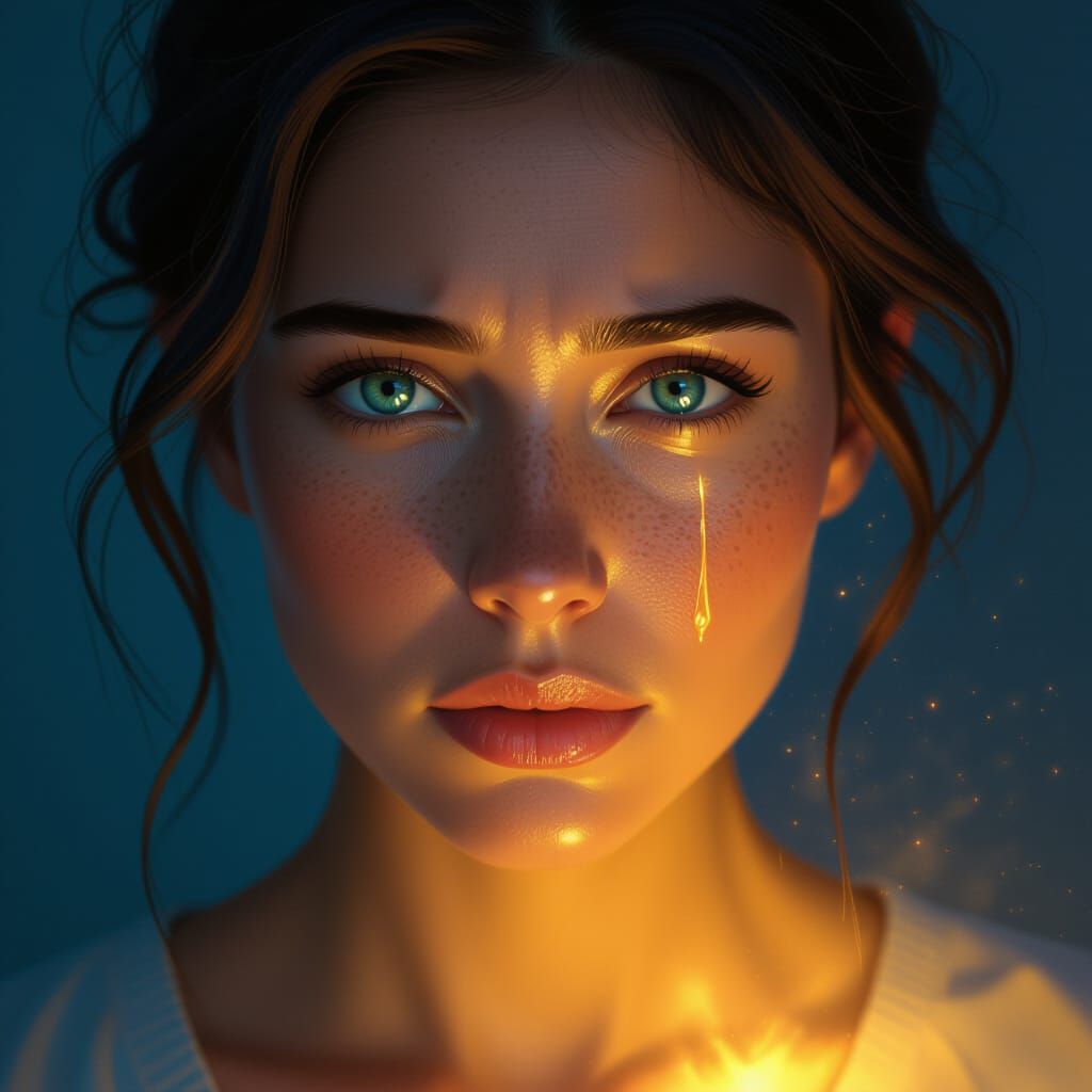 Emotional Portrait of Hope and Struggle, Hyperrealistic