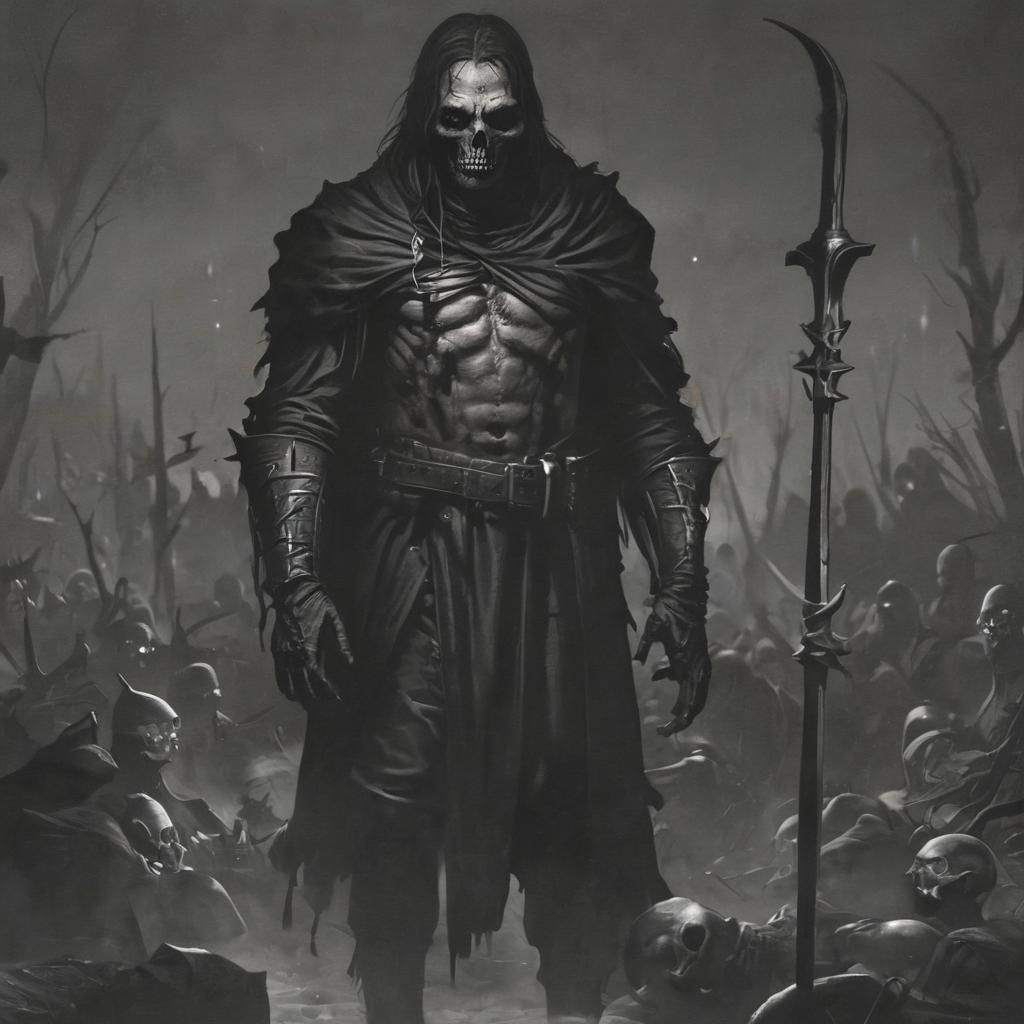 Grimdark Fantasy Image with Shadowy Aesthetic
