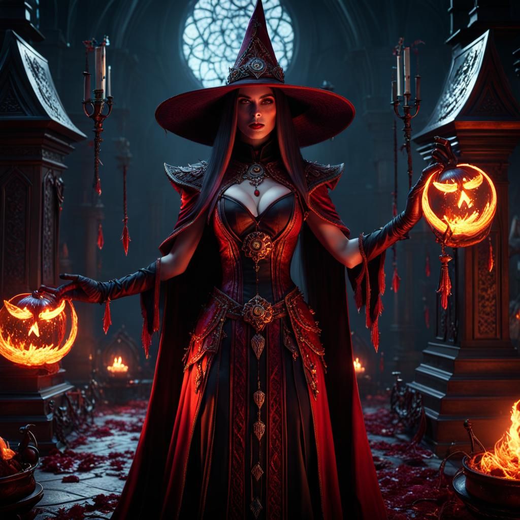 Vile Blood Witch Coven in Dark Fantasy Style