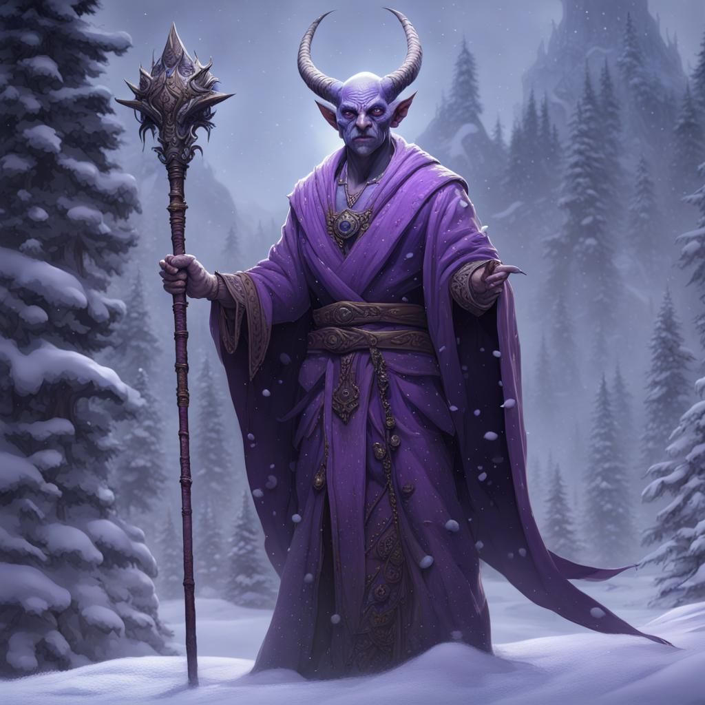 Half-Human Hybrid in Snow, Dark Fantasy Art