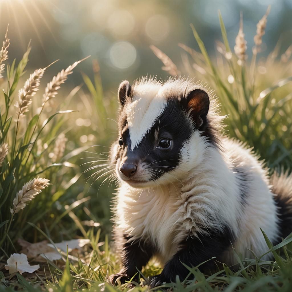 Dreamy Soft Focus Portrait of Baby Skunk