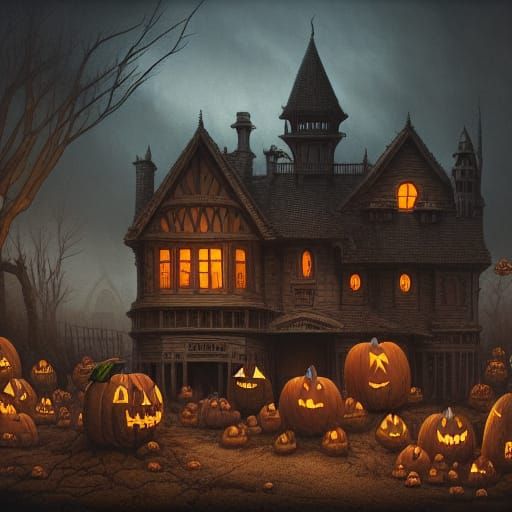 Haunted House in Mortensen Style, Halloween Concept Art