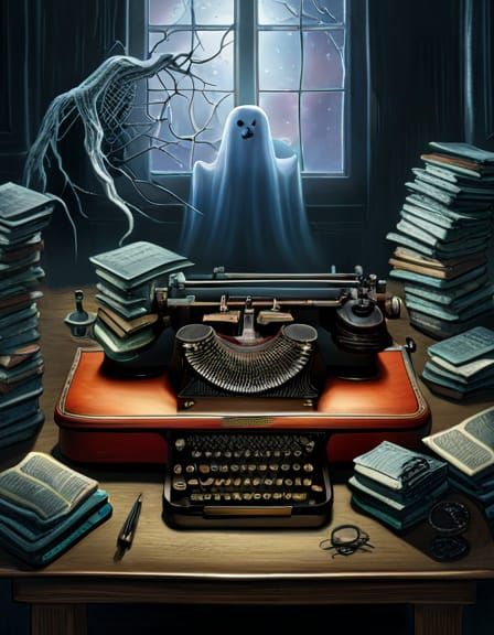 Haunted Post-Apocalyptic Office with Victorian Typewriter