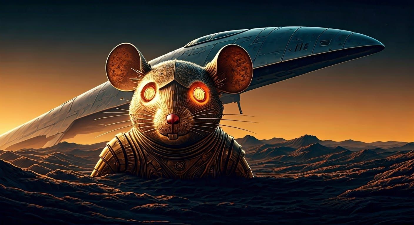 Golden C-3PO Robot Stands Tall in Alien Landscape