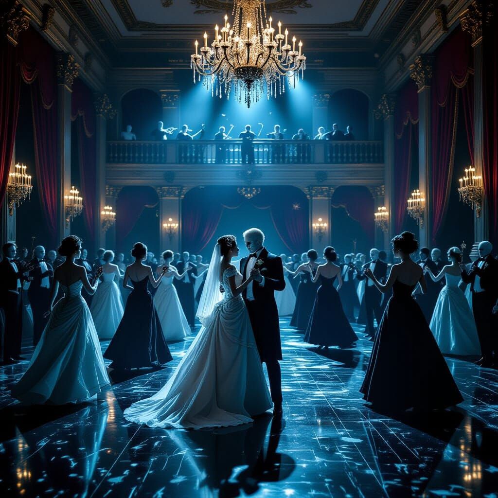 Ghostly Zombie Ball in a Decaying Ballroom