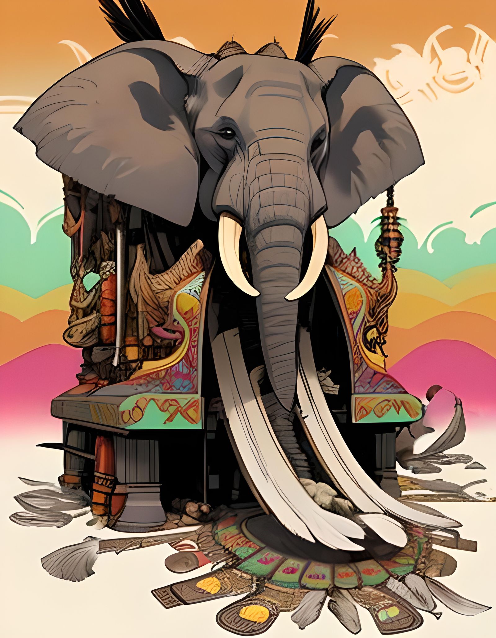 Surreal Machine Encasing Elephant Tusks in Feathers