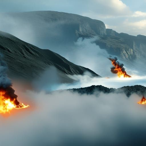 Epic Blue Fire Digital Matte Painting