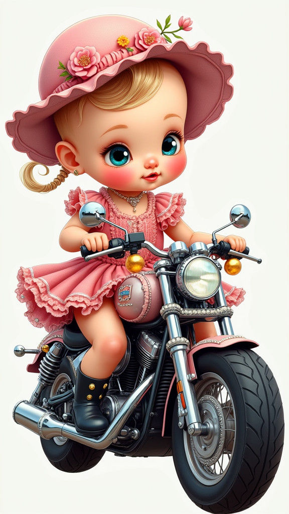 Baby Biker in Pop Art Style