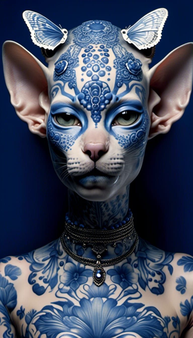 ‘The Cat Girl with the Delft Blue Tattoo’ © UnitedStatesOfDaan 2024