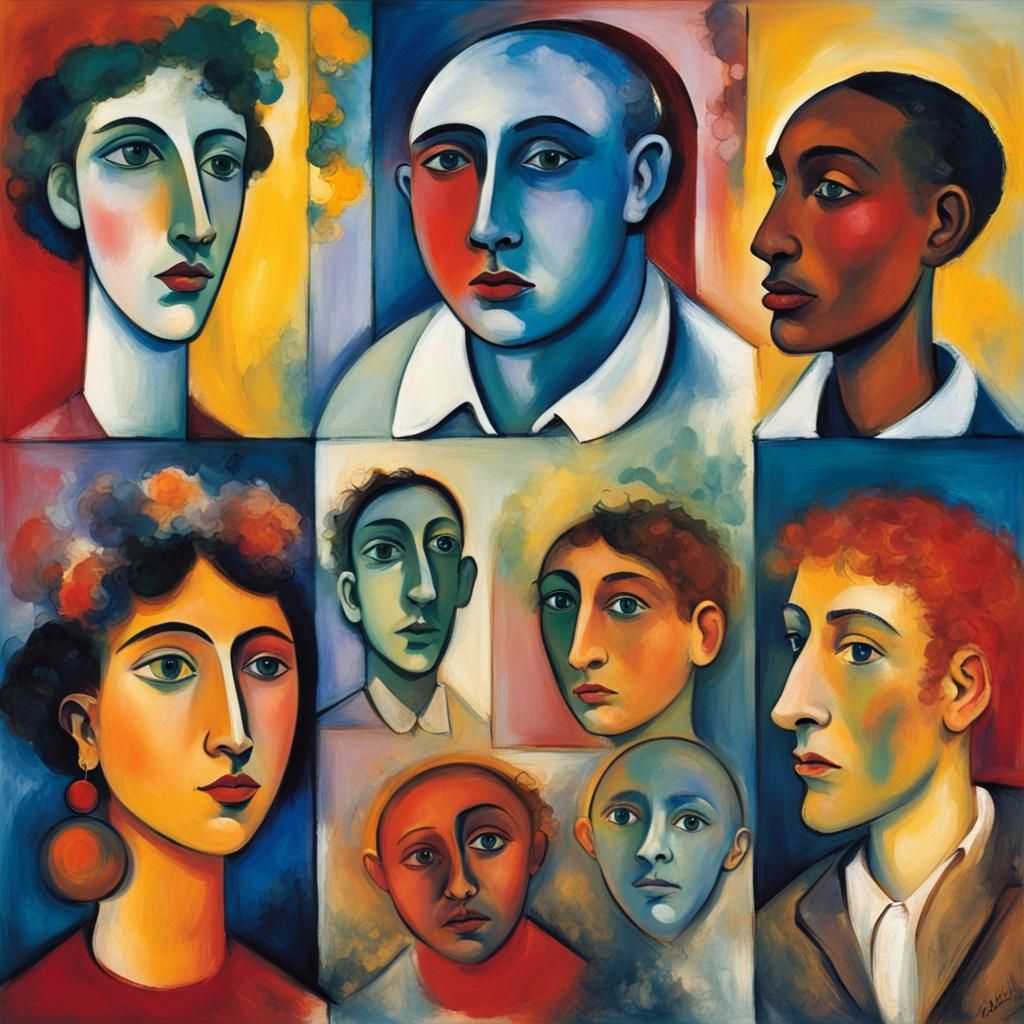 Utopian World: Abstract Faces in Soft Colors