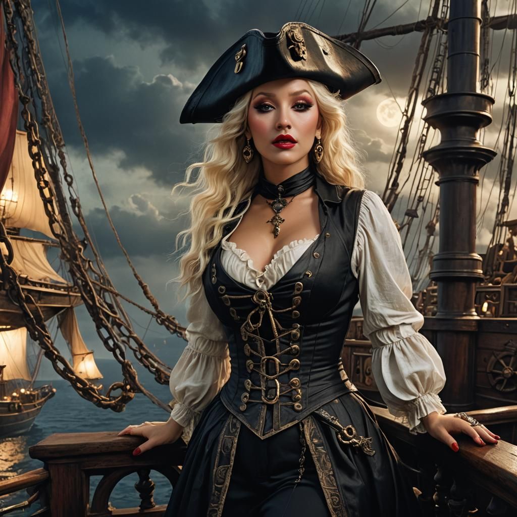 Pirate Queen in Harbor City, Dramatic Lighting