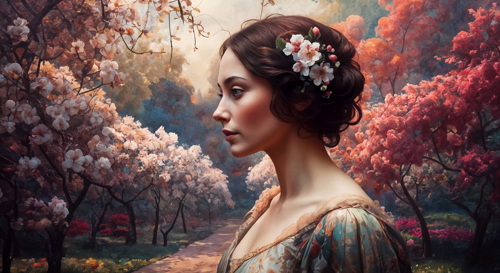 Blooming Cherry Blossom in Vibrant Spring Colors