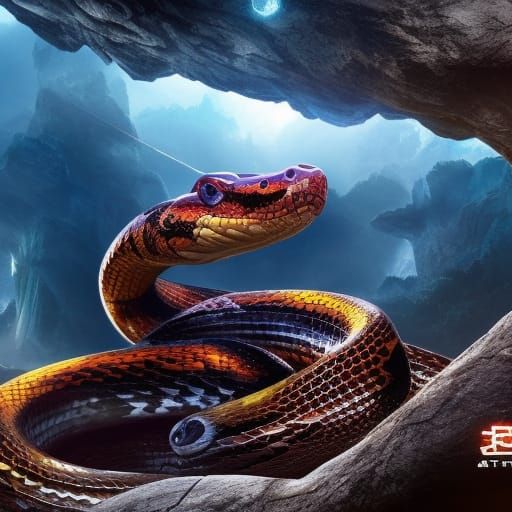 Majestic Triadic King Cobra: Hyperdetailed Digital Art