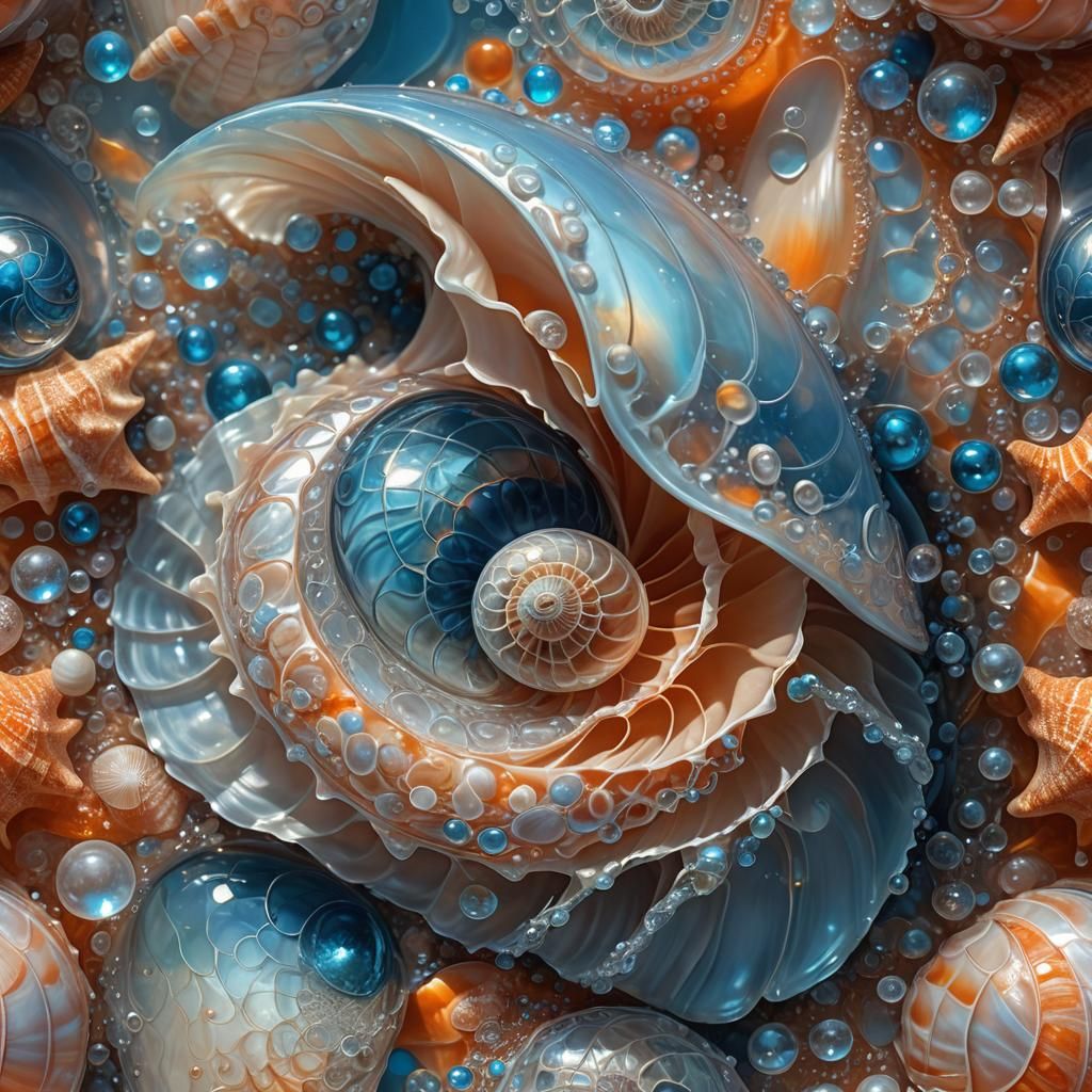 Glass Seashell: Fantasy Art Nouveau Digital Painting