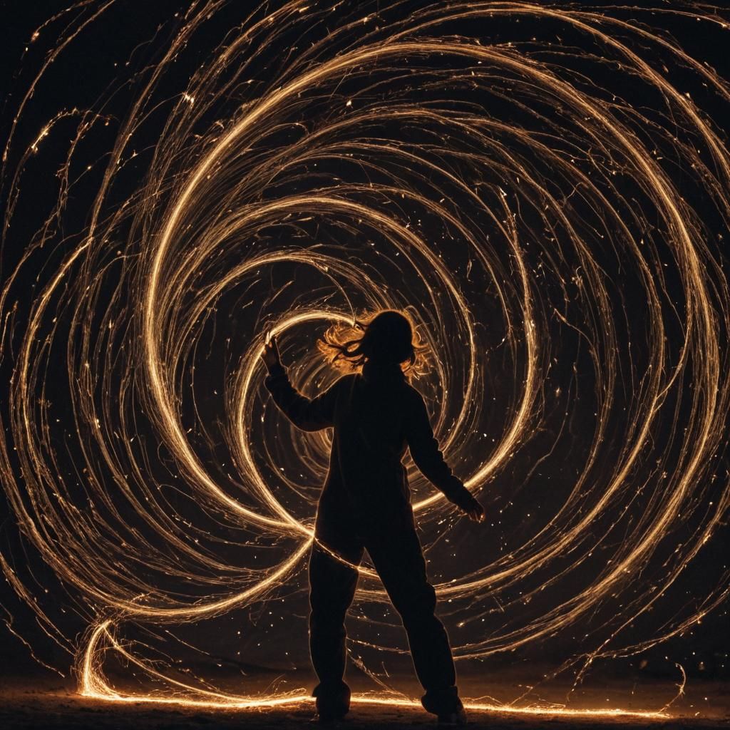 Steel Wool Photography with Spiraling Sparks