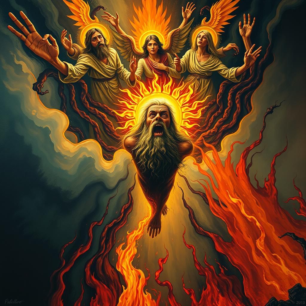 Father God's Descent into Fiery Abyss