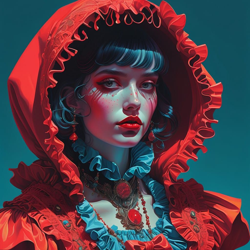 Little Red Riding Hood in Futuristic Whimsy