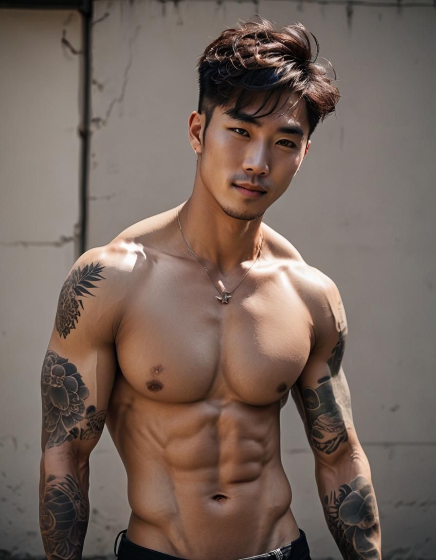 a guy with tattooed arms.