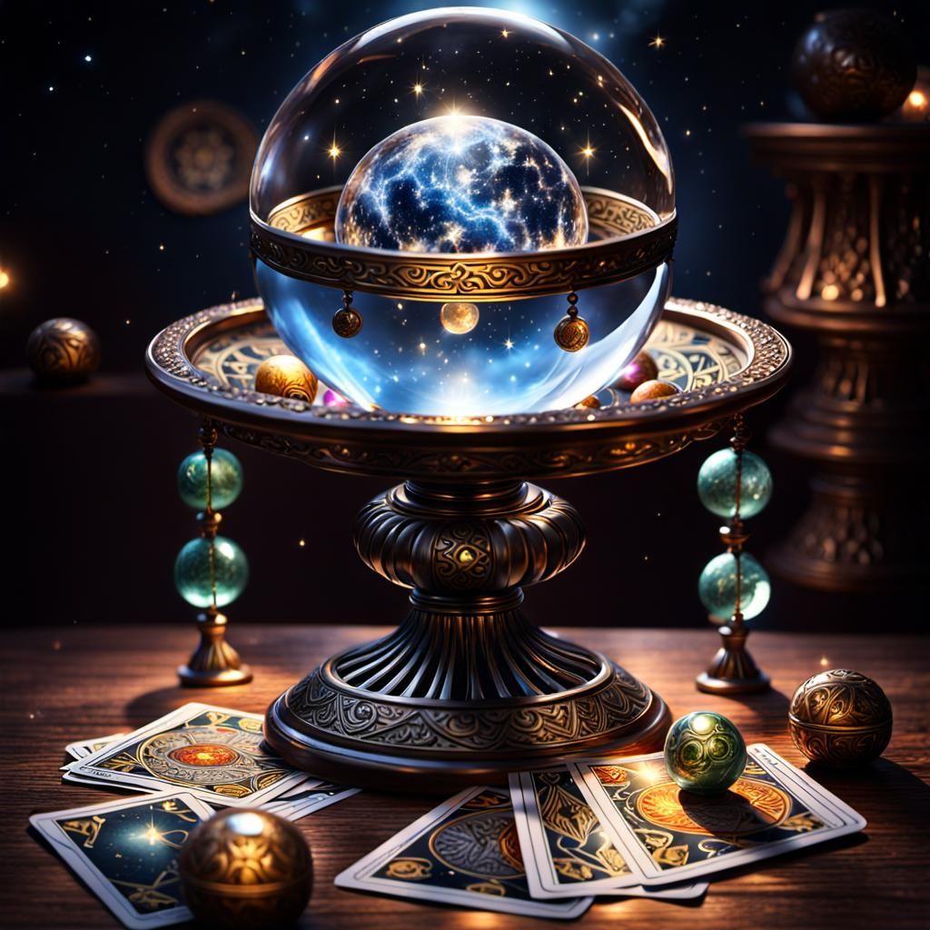 Magical Fortune Teller with Crystal Ball in 8K